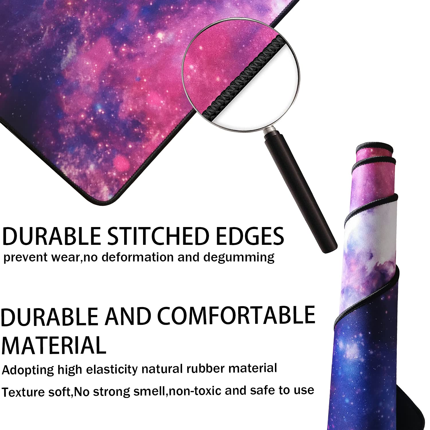TEDNETGO XXL Extended Gaming Mouse Pad - Extra Large Non-Slip Keyboard Mat with Stitched Edge for PC, Laptop & Office - Perfect for Gamers, Work & Home Use (Galaxy Design)