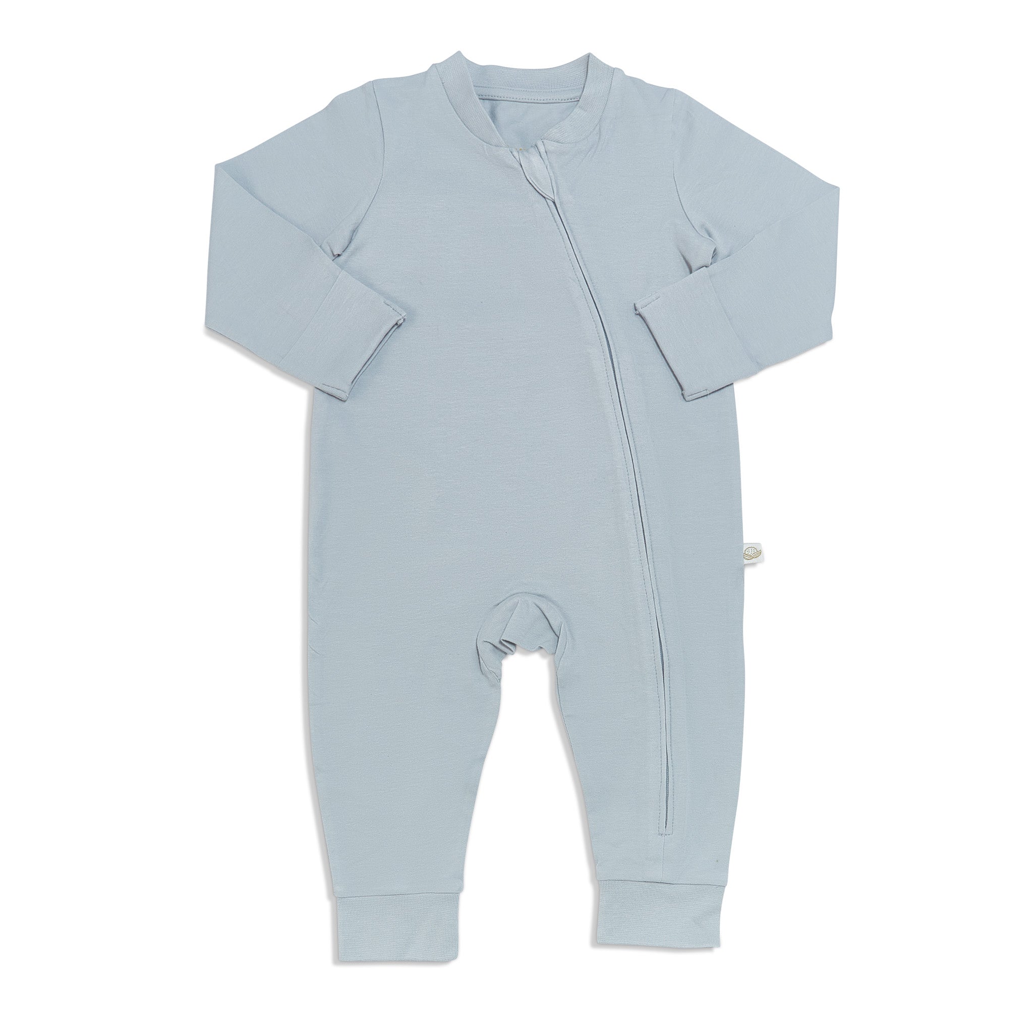 Organic Long Sleeve Zippered Onesie for Babies - Soft Pearl Blue Cotton Romper - Perfect for Playtime, Naptime & Photo Shoots