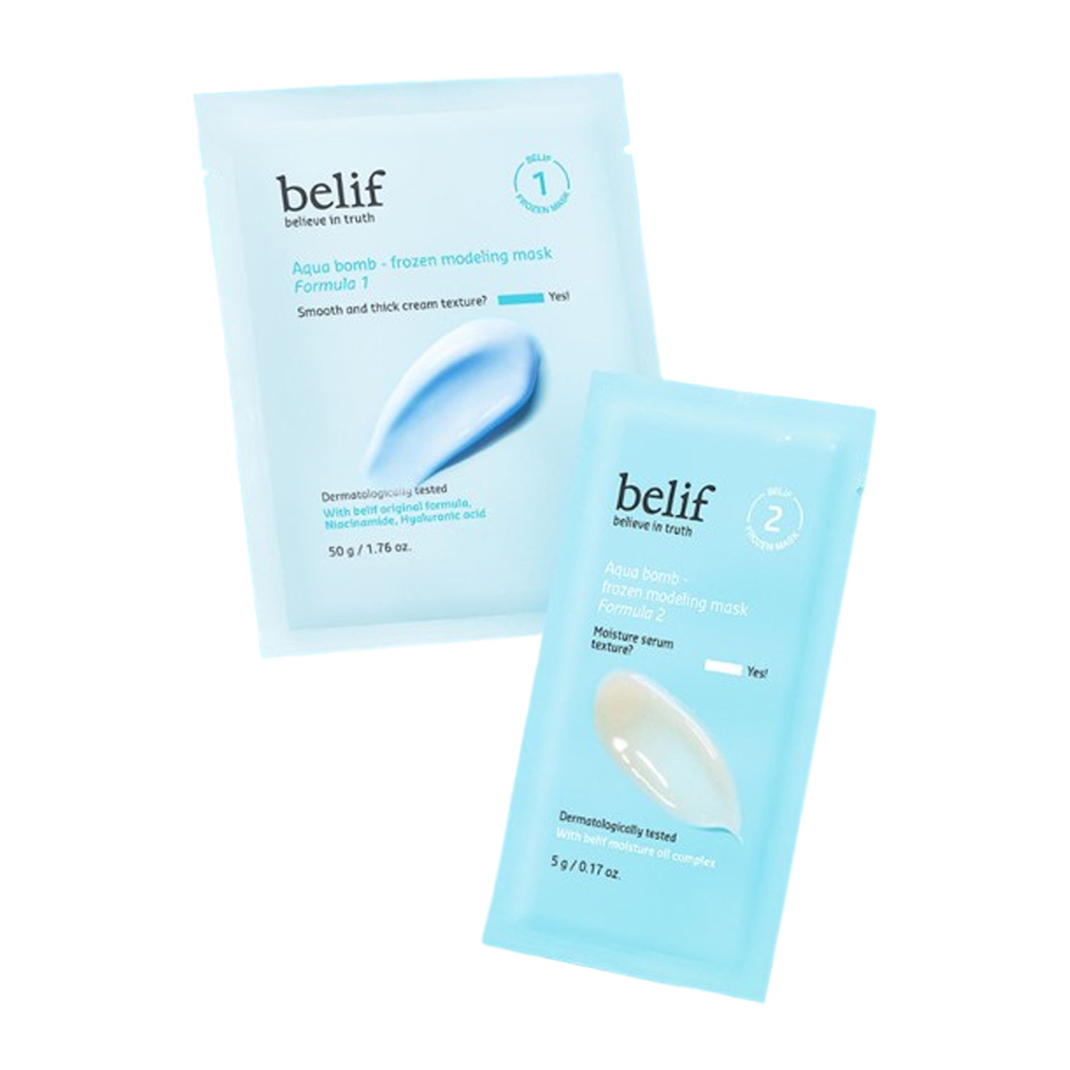 belif Aqua Bomb Frozen Modeling Mask 55g × 4 Pack - Hydrating & Cooling Face Mask for Dry Skin, Perfect for Summer Skincare Routine & Spa Night Self-Care