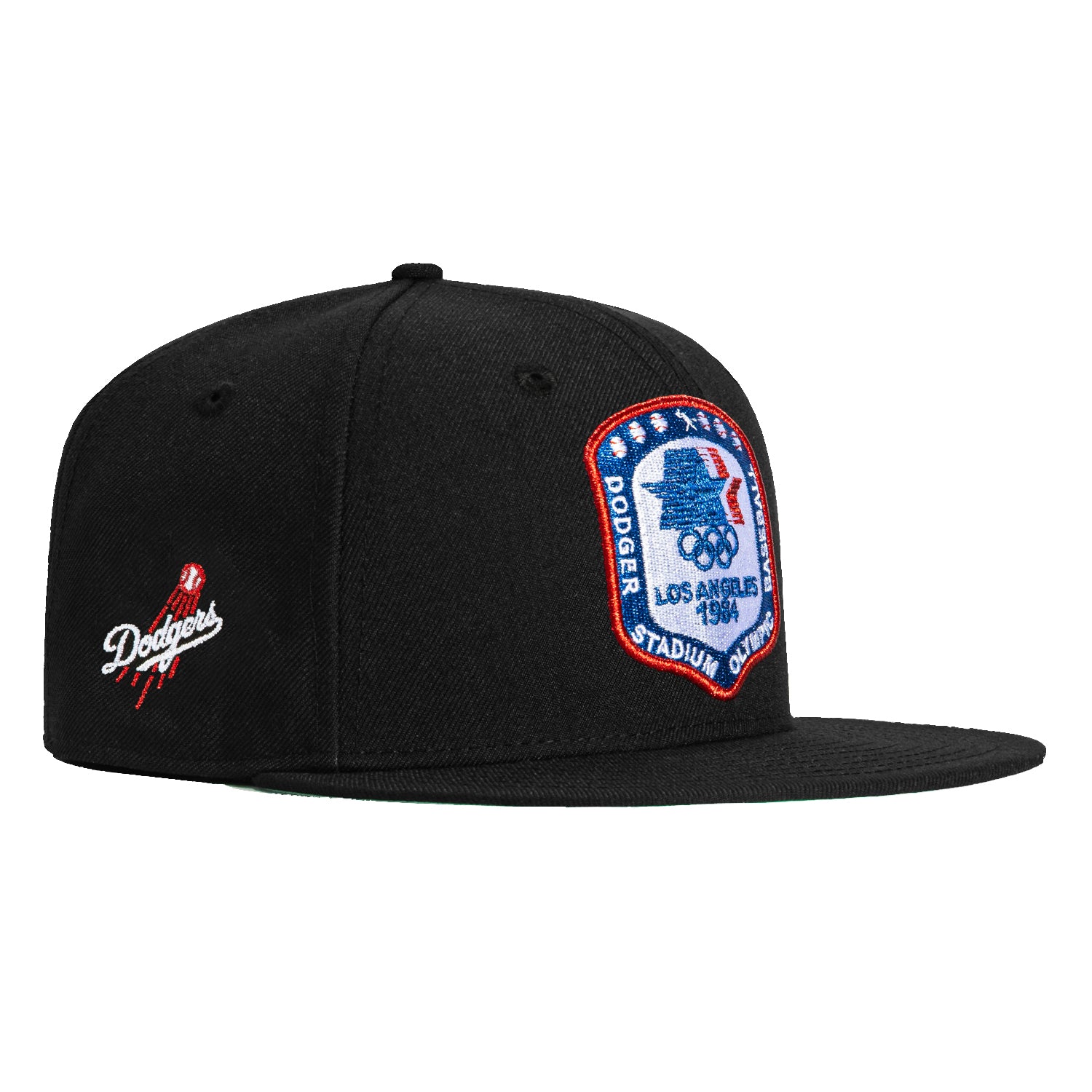 New Era 59Fifty Los Angeles Dodgers Logo Patch 1984 Olympic Stadium Snapback Hat - Black Baseball Cap for Men & Women - Perfect for Dodgers Games, Sports Events & Streetwear Fashion