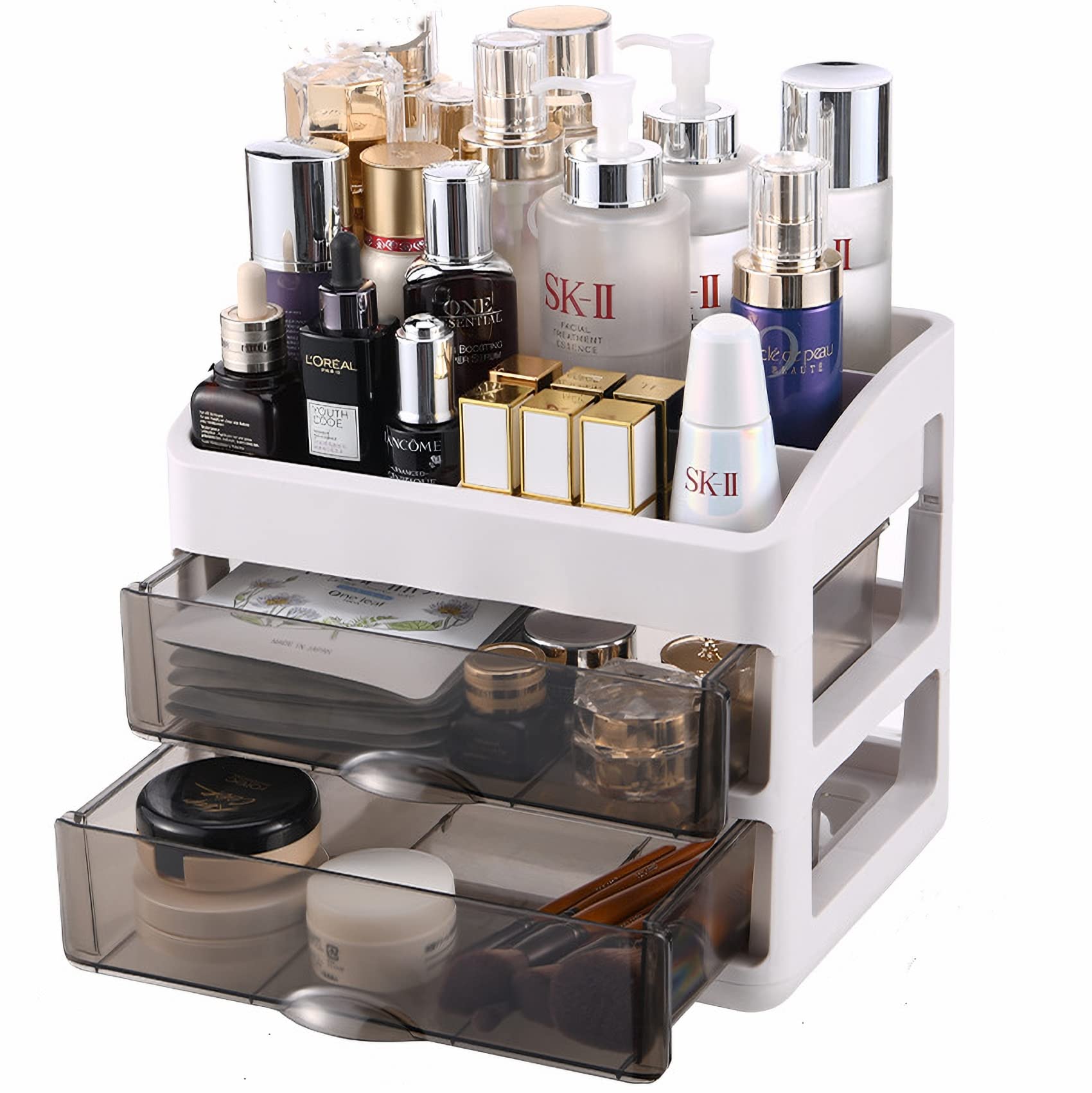 Acrylic Makeup Organizer with Drawers - Cosmetic Storage Case for Vanity, Bathroom & Dresser | Perfect for Organizing Makeup, Jewelry & Hair Accessories | Ideal for Home, Salon & Travel Use