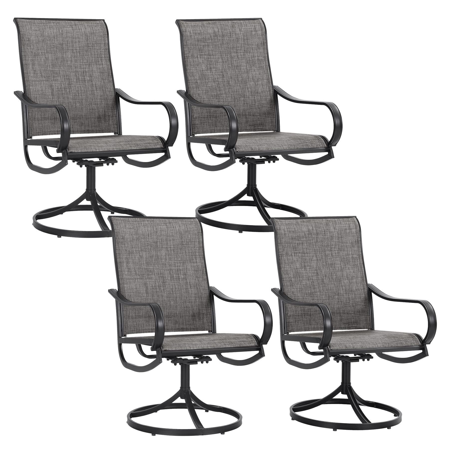 Sophia & William 4-Piece Outdoor Swivel Dining Chairs Set - Textilene Weather-Resistant Patio Furniture for Garden, Backyard, Poolside - Black Frame - Perfect for Al Fresco Dining, Lounging, and Outdoor Entertaining