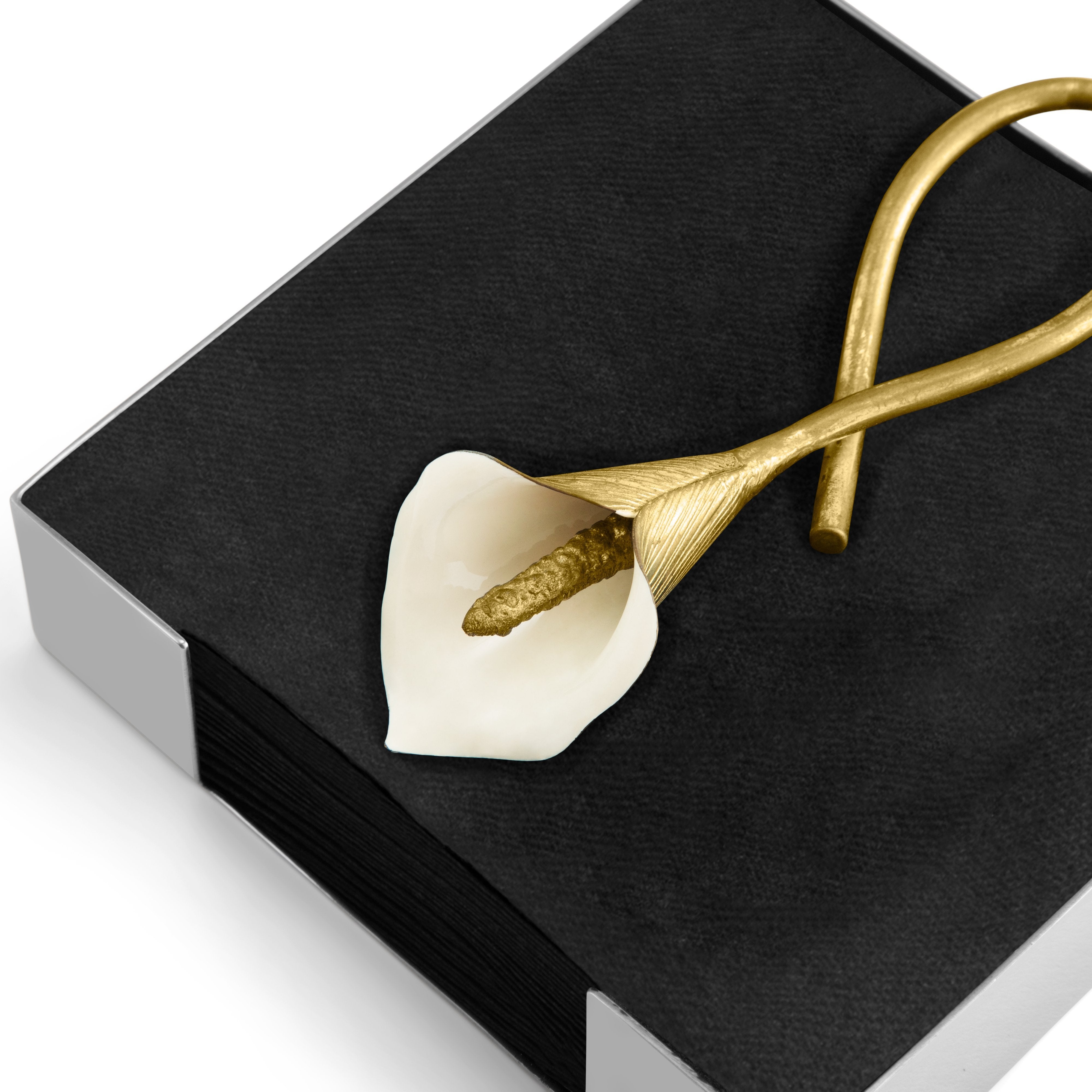 Elegant Calla Lily Cocktail Napkin Holder - Premium Metal Napkin Ring for Weddings, Parties & Fine Dining - Perfect for Table Decor & Gift Giving