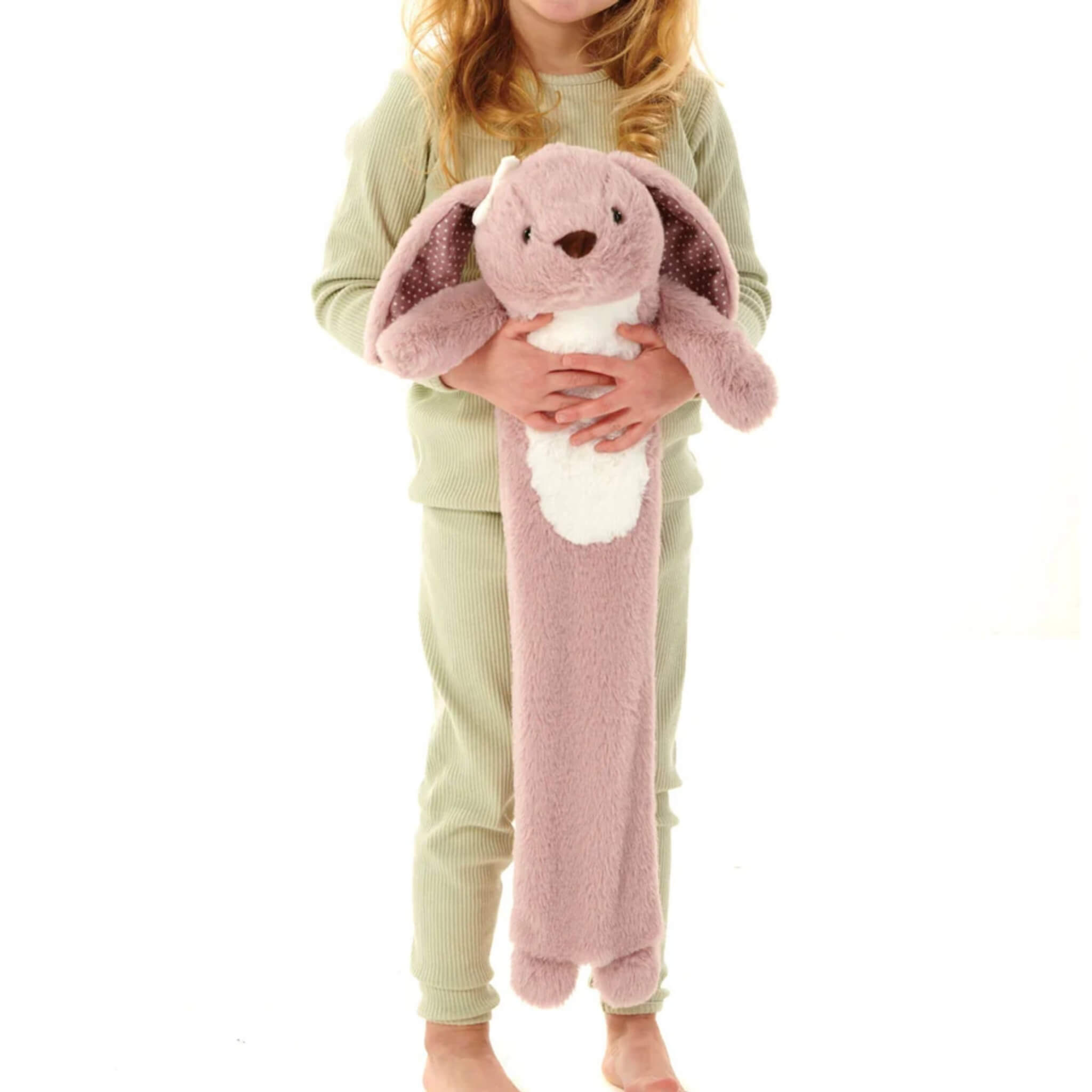 3D Midi Hot Water Bottle with Pink Bunny Faux Fur Cover - Warm & Cozy Pain Relief for Cramps, Backaches & Winter Nights - Perfect for Home, Office & Bed Use