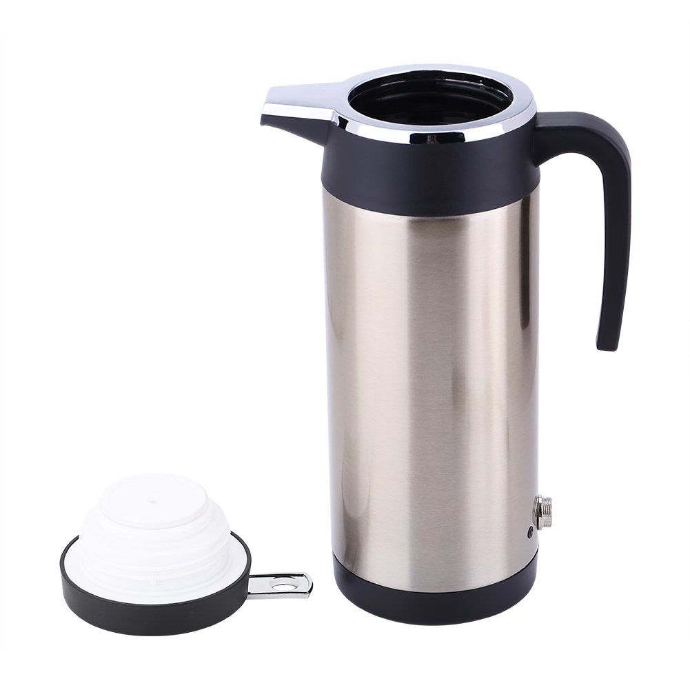 Electric Kettle for Car Travel - Stainless Steel Portable Water Boiler with Sealed Lid & Heat-Resistant Handle - Perfect for Coffee, Tea & Camping Use