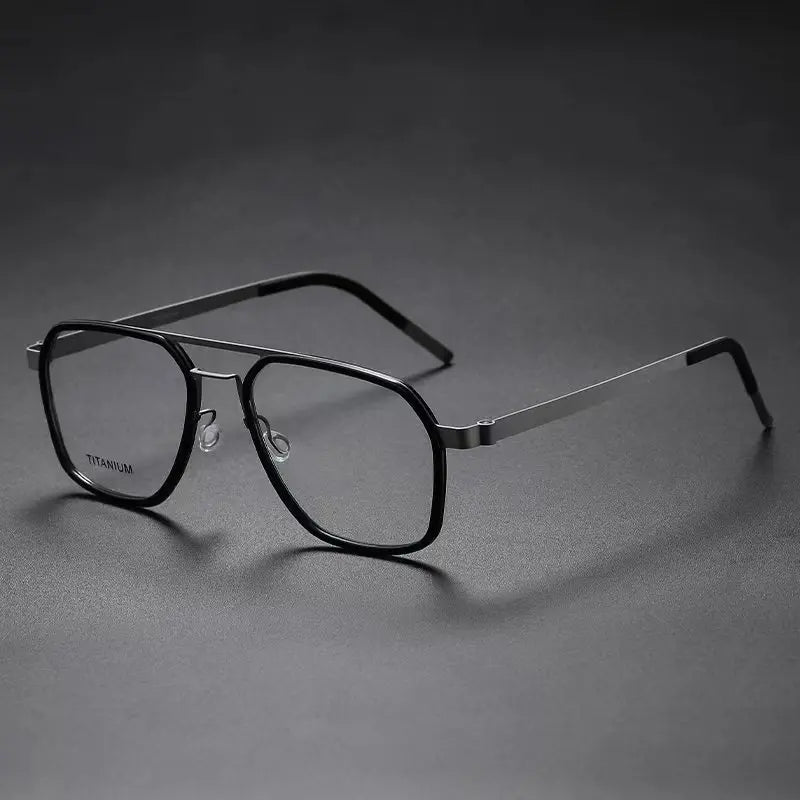 Aimee Unisex Full Rim Square Double Bridge Titanium Acetate Eyeglasses 89753 - Lightweight Durable Frames for Work, Reading & Fashion | Trendy Square Glasses for Men & Women