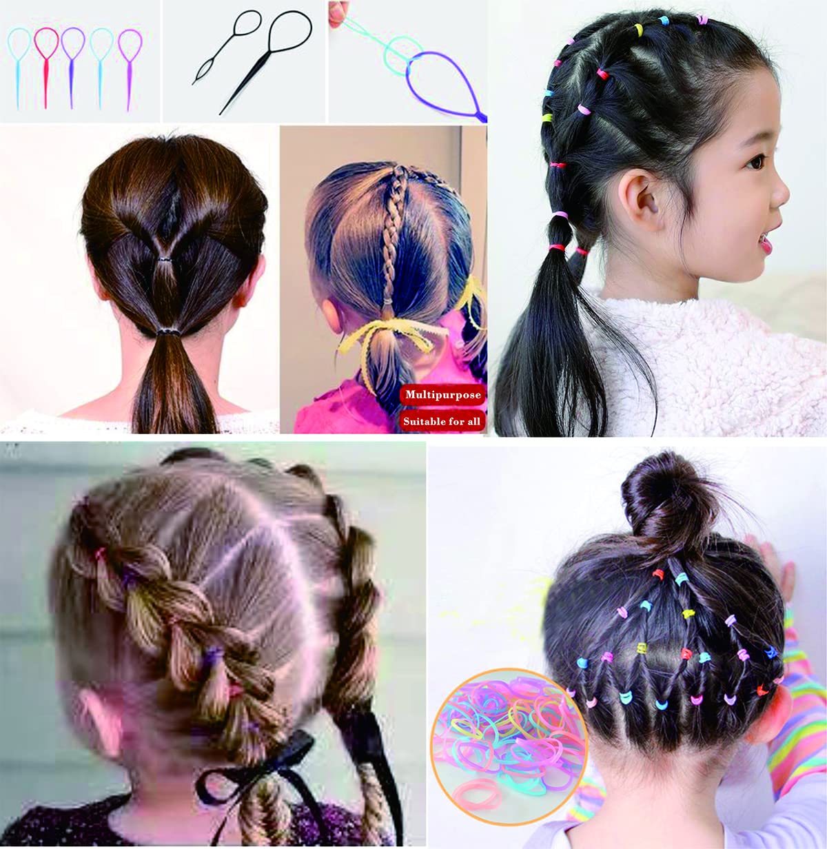 2000 PCS Clear Elastic Mini Ponytail Hair Ties - Soft Non-Slip Small Hair Bands for Women & Girls - Includes 2 PCS Topsy Tail Tools - Perfect for School, Work, Sports & Everyday Hairstyles