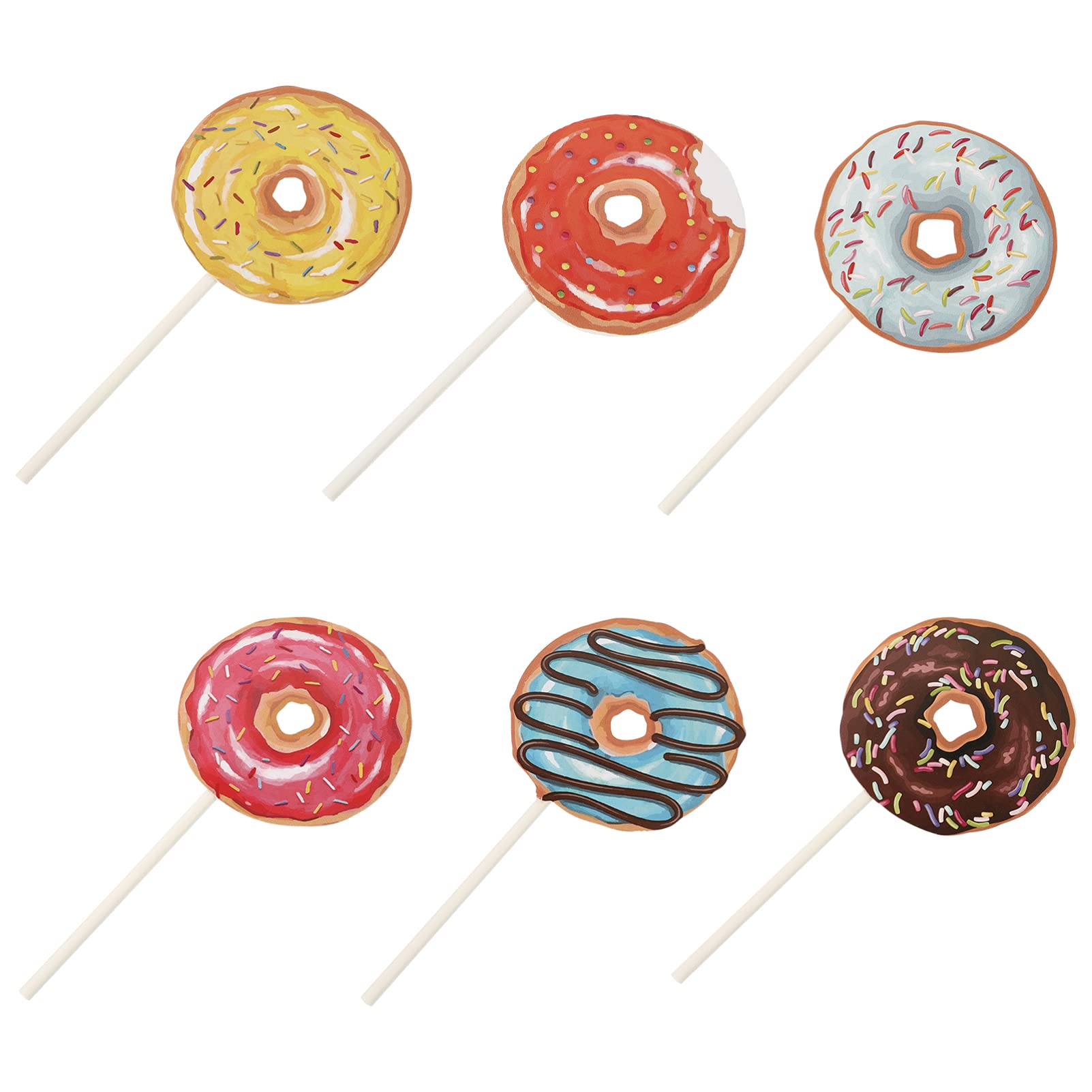 24pcs Colorful Donut Cupcake Toppers - Fun Doughnut Cake Picks for Birthday, Wedding & Baby Shower Party Decorations | Perfect for Kids Parties, Dessert Tables & DIY Baking Projects