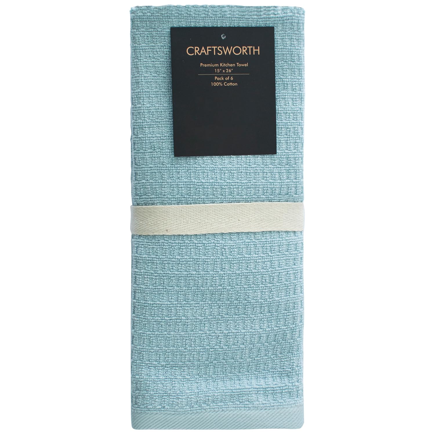 Premium 6-Pack Super Soft & Absorbent Kitchen Towels - 15x26 Inches, 400 GSM 100% Ring Spun Cotton Aqua Dish Towels for Cooking, Cleaning & Bar Use - Tea Towels, Hand Towels & Dish Drying Towels