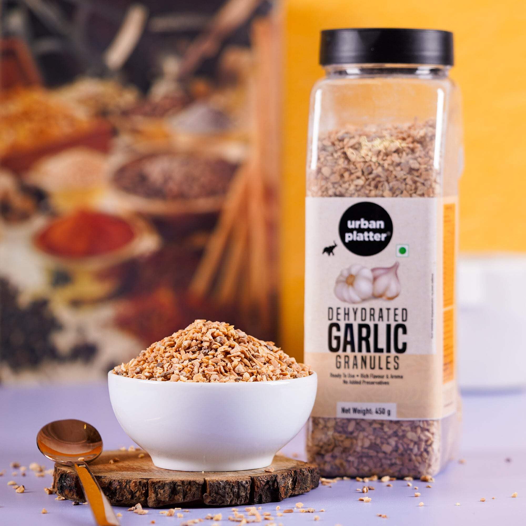 Urban Platter Dehydrated Garlic Granules 3.5oz (100g) - All-Natural Seasoning for Cooking, Baking & Meal Prep | Perfect for Pasta, Pizza, Soups & More | Resealable Shaker Jar
