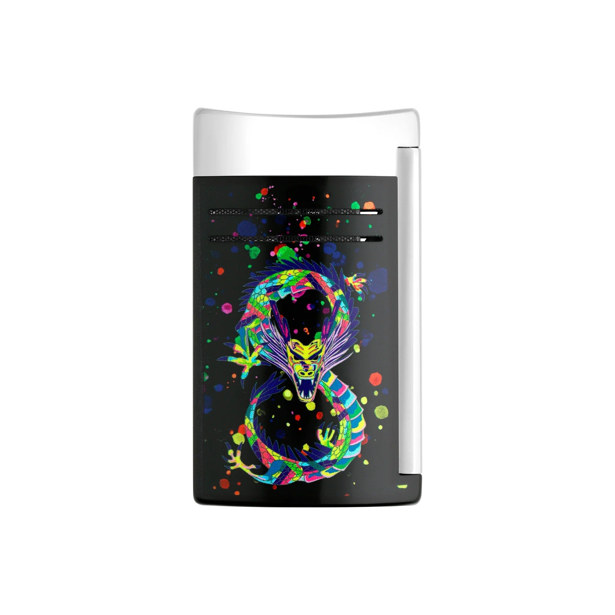 ST Dupont MaxiJet Year of the Dragon Black & Chrome Luxury Lighter - Perfect for Gifts, Collectors & Special Occasions