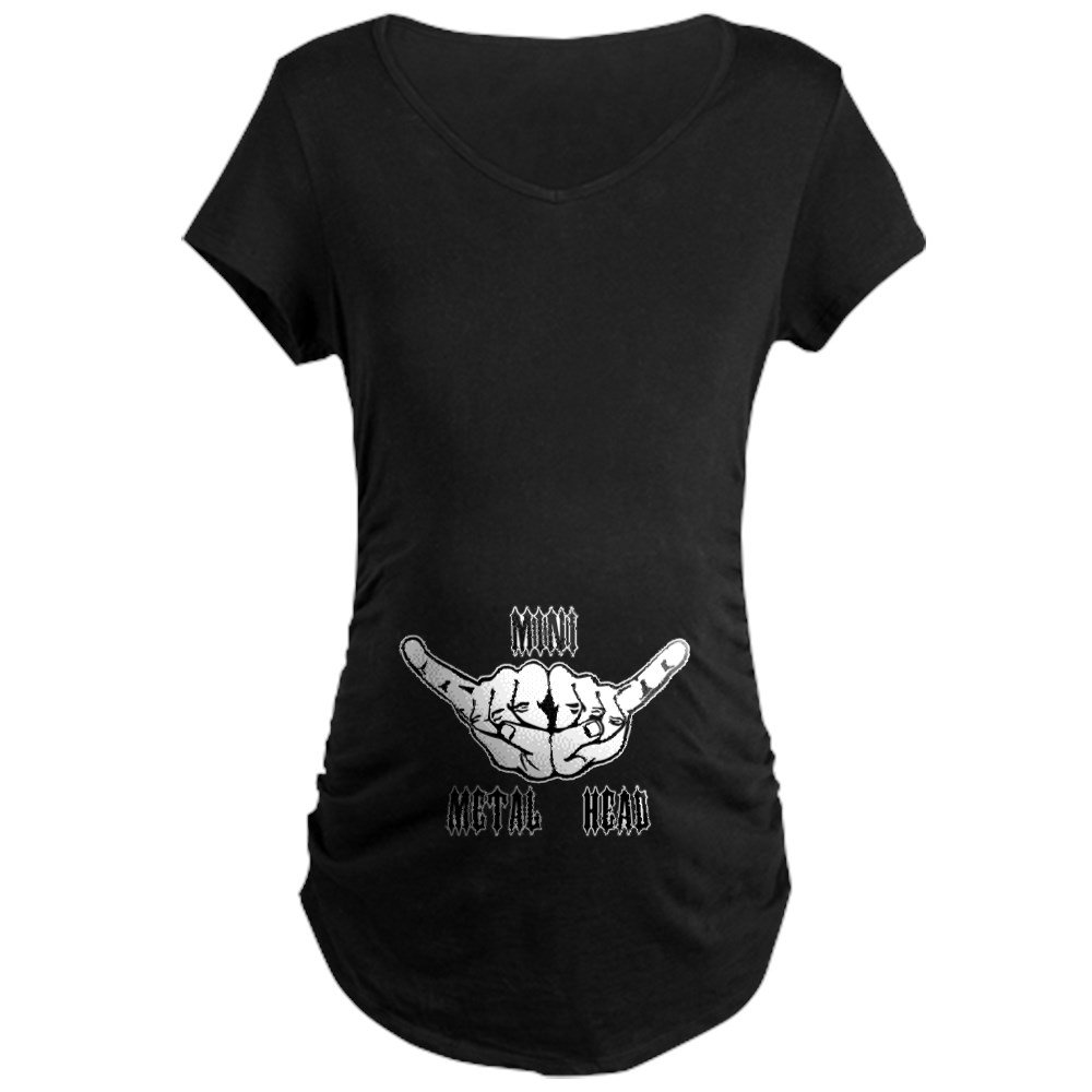 Mini Metal Head Maternity Dark T-Shirt - Comfortable Pregnancy Tee for Rock Music Fans | Perfect for Concerts, Baby Showers & Everyday Wear