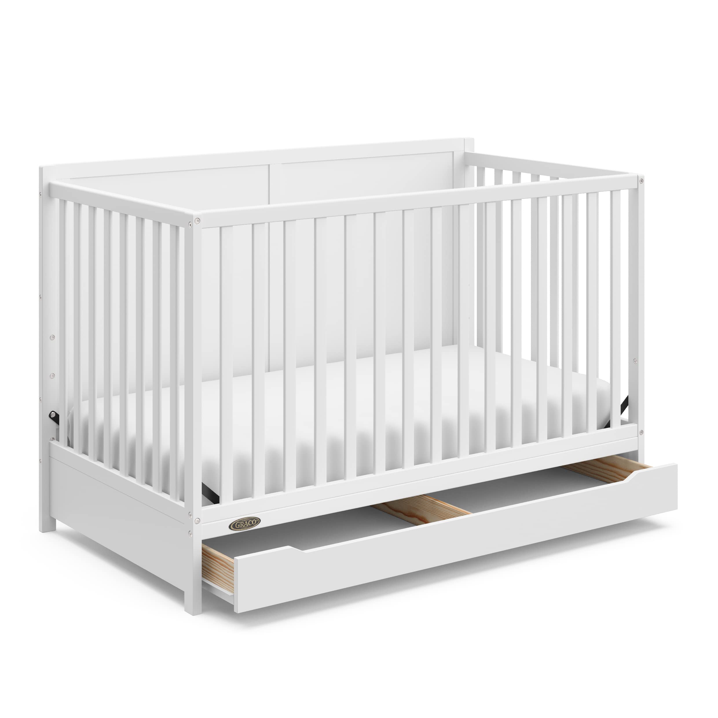 Graco Melrose 5-in-1 Convertible Baby Crib with Storage Drawer - White | Nursery Furniture for Newborns to Toddlers | Perfect for Bedroom, Daycare & Guest Room