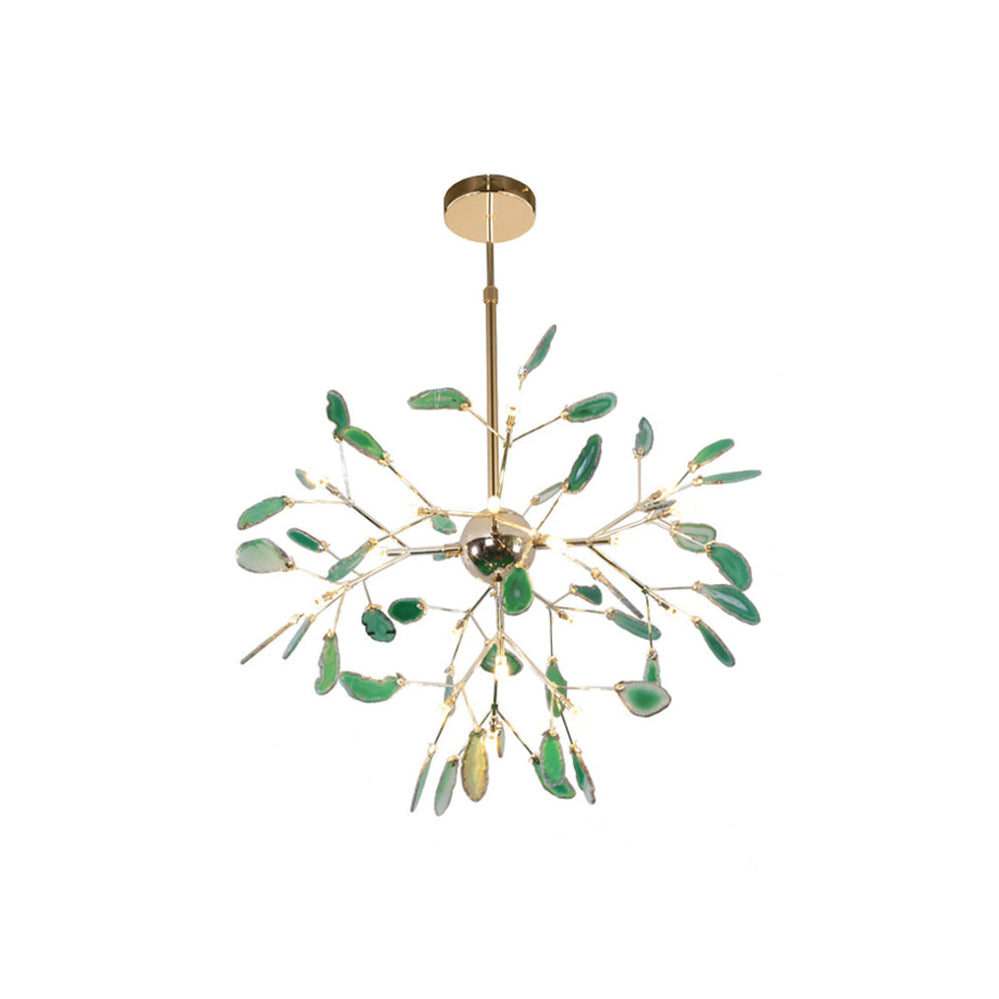 Agate Flake Chandelier - Elegant Natural Stone Crystal Ceiling Light Fixture for Dining Room, Living Room, Bedroom Decor | Modern Luxury Home Lighting