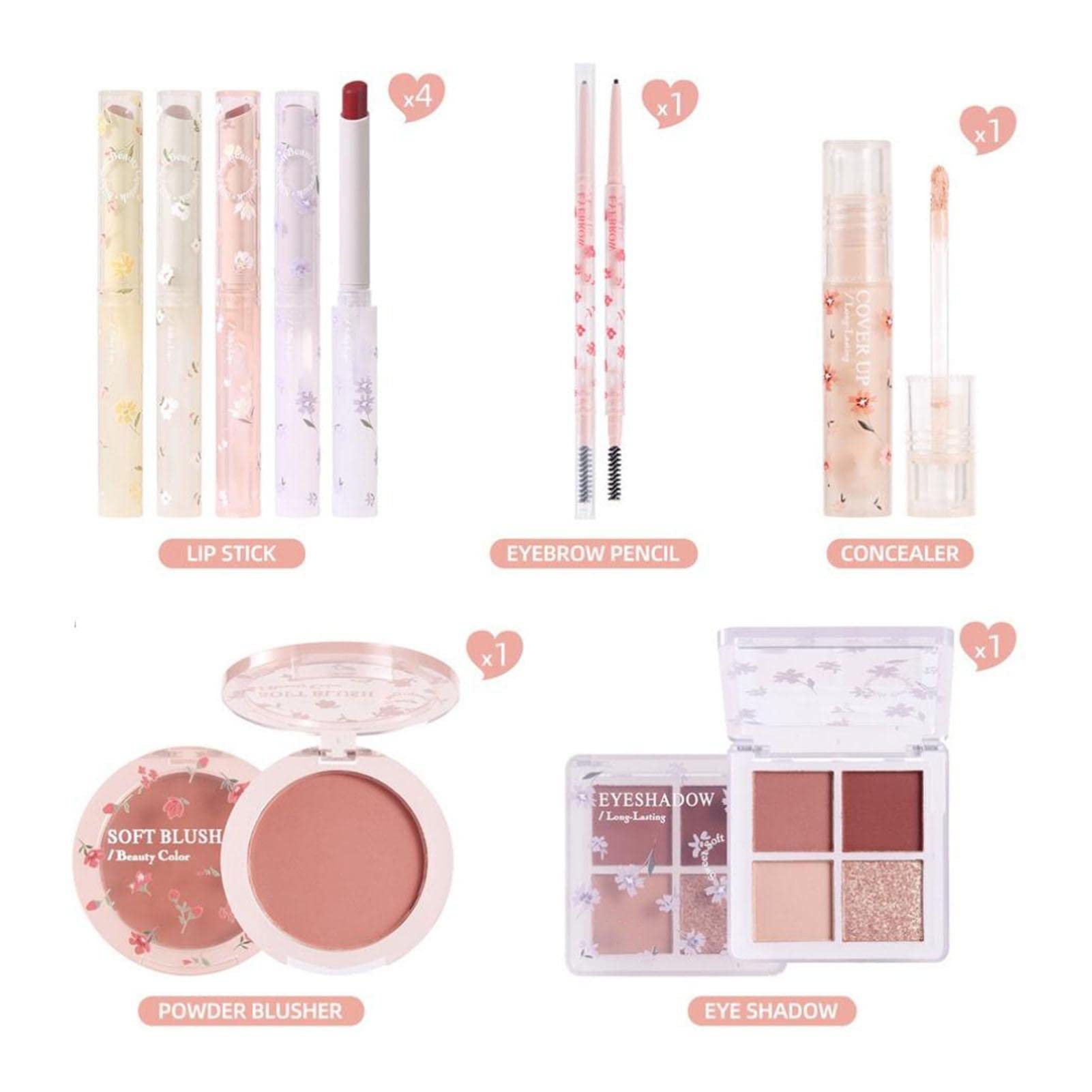 Korean 8-Piece Makeup Kit - Velvet Lipstick, Eyeshadow & More for Women | Perfect for Beginners & Pros