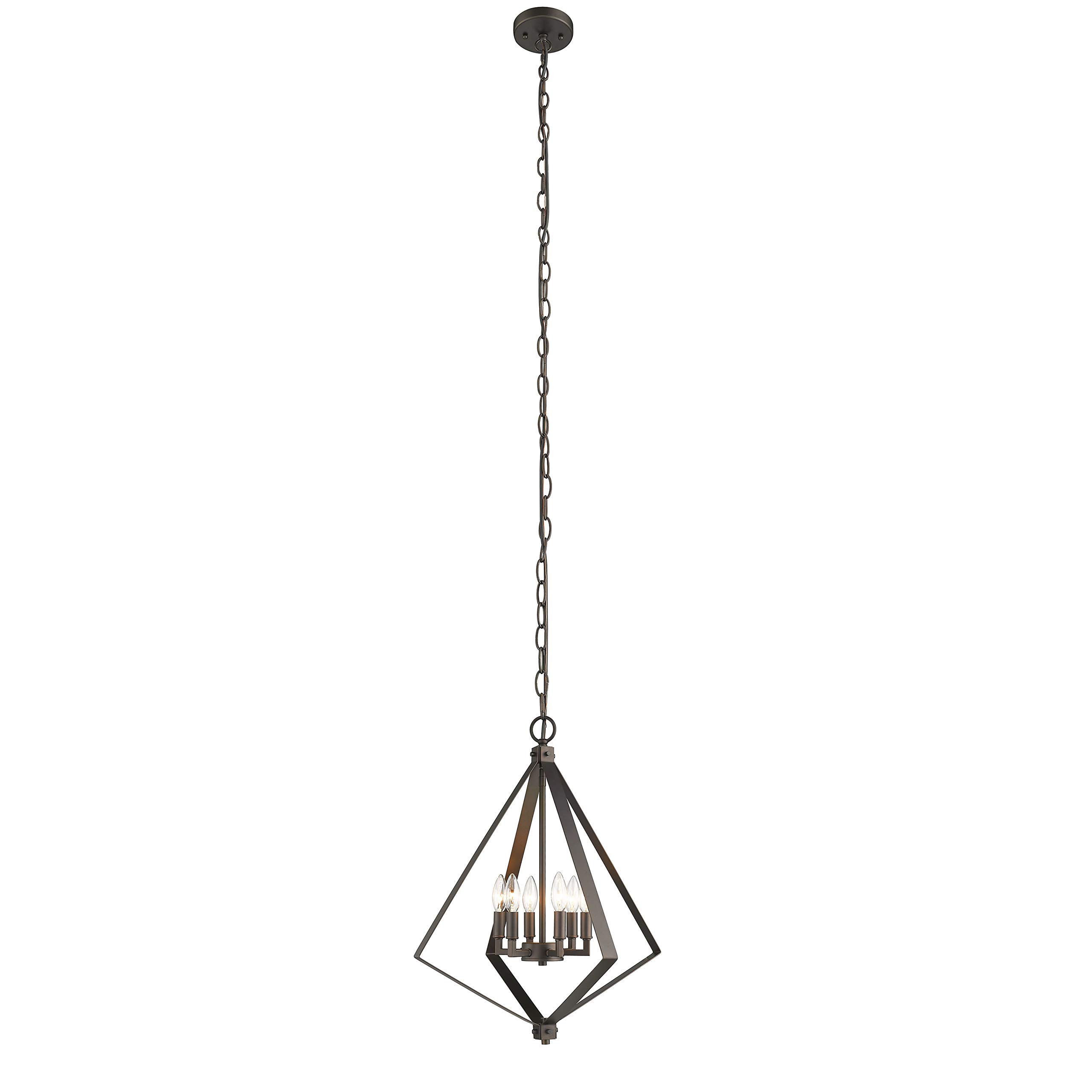 6-Light Rubbed Bronze Transitional Ceiling Pendant Light Fixture - 20 Inch Wide - Perfect for Dining Room, Kitchen Island, or Entryway Lighting
