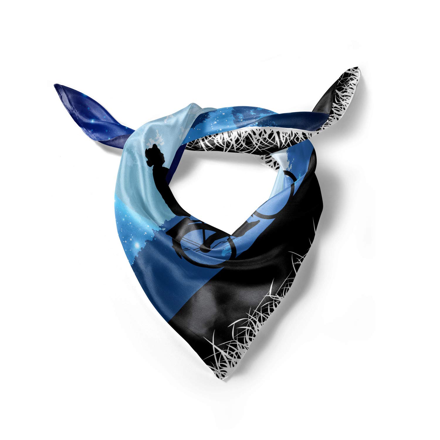 Ambesonne Moon Hair Scarf - Stylish Head Wrap with Bicycle Night Design for Women | Perfect for Cycling, Running, Yoga & Outdoor Activities