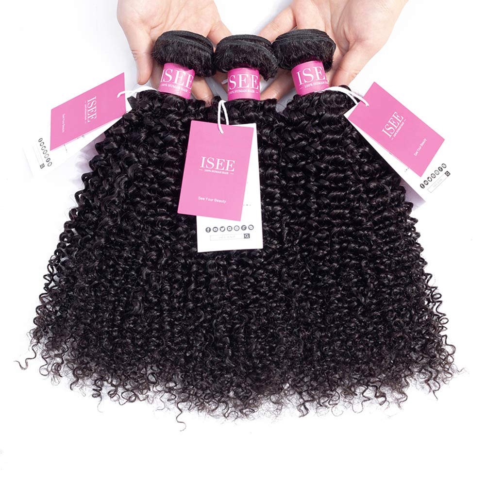 ISEE 100% Virgin Malaysian Deep Curly Jerry Curly Human Hair Extensions - 3 Bundles (26/26/26 Inch) | Unprocessed Natural Black Hair | Safe for Coloring & Styling | Perfect for Daily Wear, Special Occasions & Salon Styling