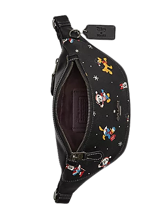 Coach Disney X Coach Warren Mini Belt Bag With Holiday Print - Stylish Crossbody Bag for Women, Fashionable Disney Accessories for Christmas & Travel, Perfect Gift for Disney Lovers