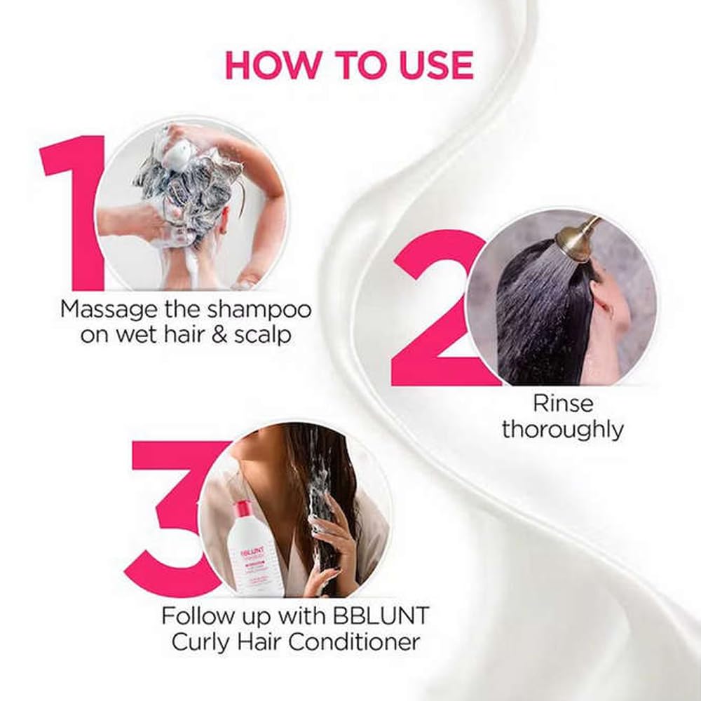 BBLUNT Curly Hair Shampoo with Coconut Water & Jojoba Oil - 300ml for Natural Curls, Hydration & Frizz Control | Perfect for Dry, Damaged Hair at Home or Salon Use