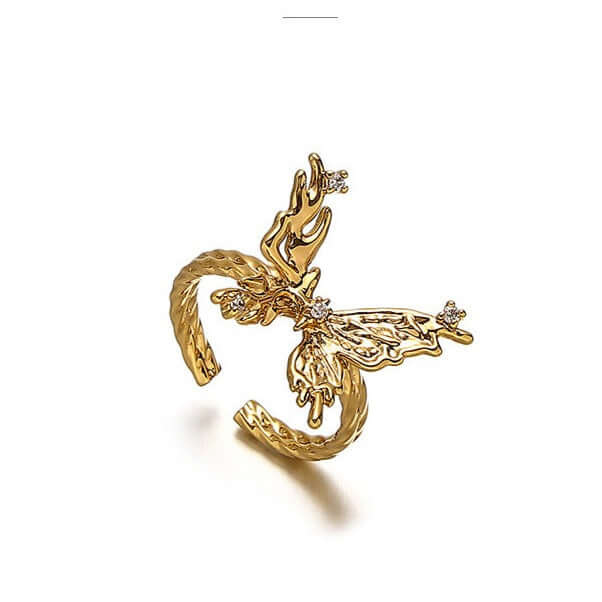 18K Gold Chunky Butterfly Cocktail Rings for Women - Elegant Statement Jewelry for Parties, Weddings & Special Occasions | QT2304