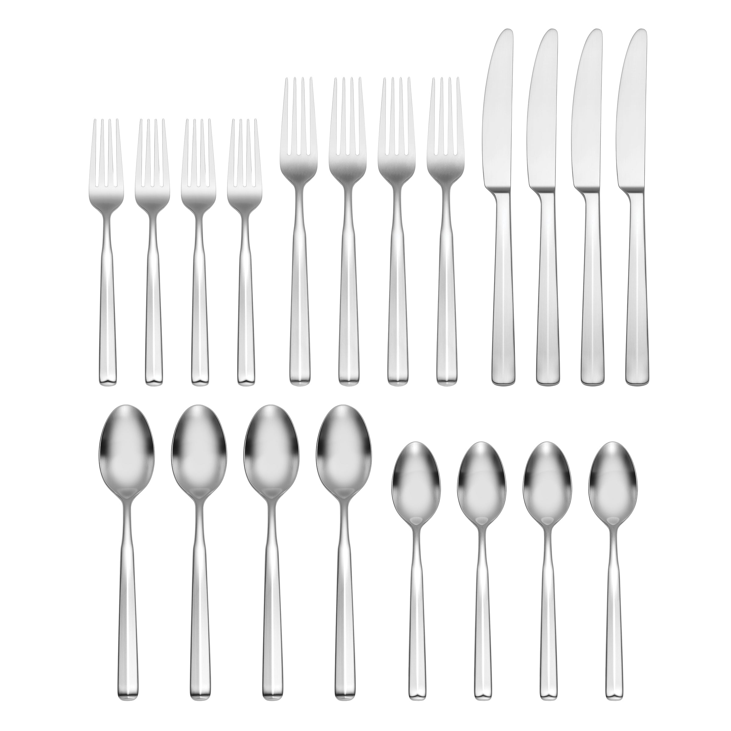 Ryder Satin 20-Piece Flatware Set - Stainless Steel Silverware Set for 4 - Elegant Dinnerware Cutlery Set for Restaurant, Wedding, and Home Dining