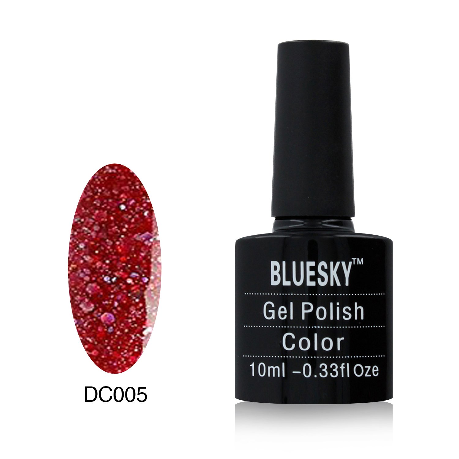 Bluesky Gel Nail Polish - Pure Love DC005 Vibrant Red Glitter Nail Lacquer - 10ml Long Lasting Chip Resistant UV LED Cured Polish - Perfect for Salon, Home Manicures & Special Occasions