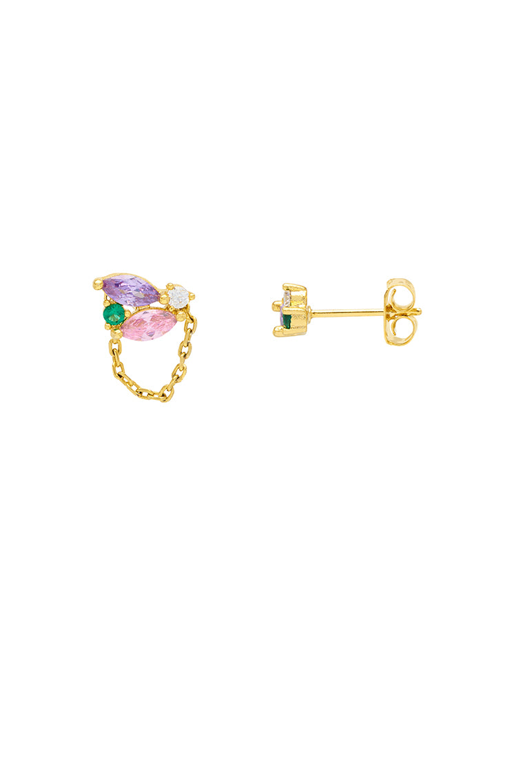 Rainbow CZ Stud Earrings for Women - Sparkling Cubic Zirconia Fashion Jewelry - Perfect for Parties, Weddings & Everyday Wear
