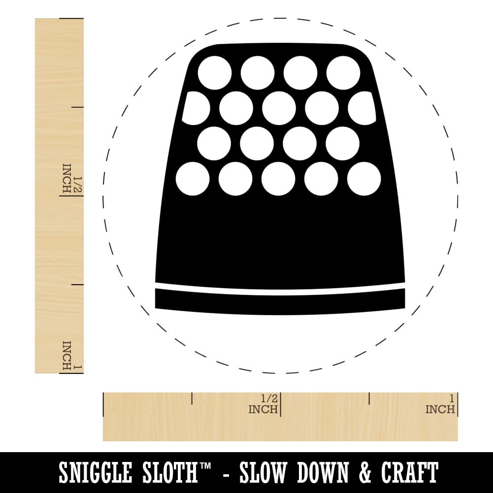 Self-Inking Rubber Stamp for Sewing & Crafting - 1 Inch Medium Thimble Stamp with Red Ink - Perfect for DIY Projects, Scrapbooking, and Planner Decoration