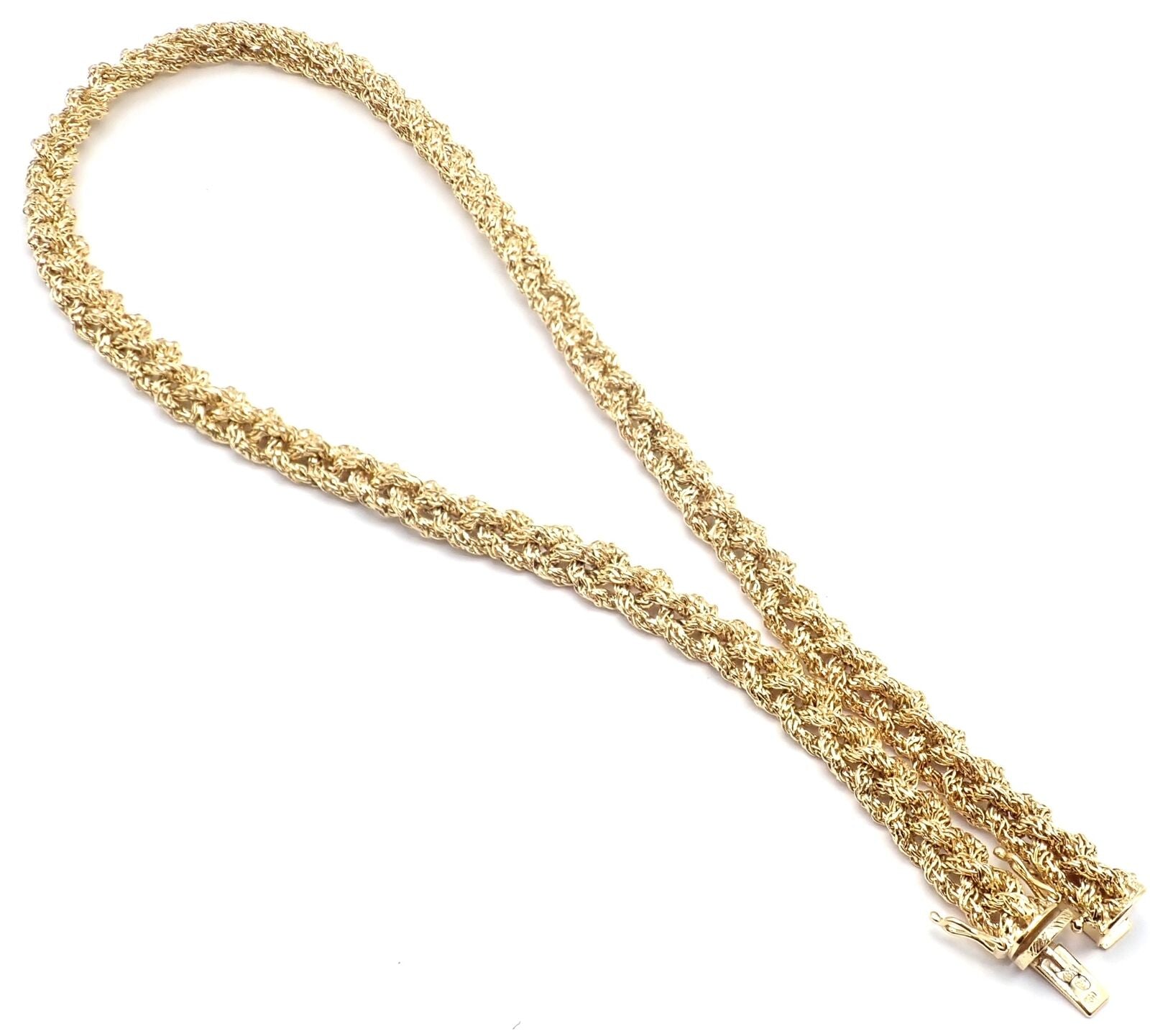 Authentic Vintage Tiffany & Co 18k Yellow Gold Basketweave Link Chain Necklace - Perfect for Elegant Evening Wear & Special Occasions