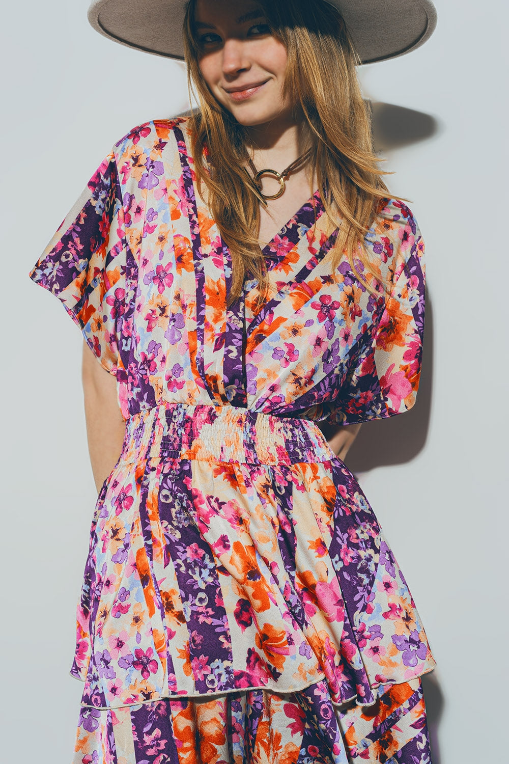 Floral Mini Robe in Multicolor - Lightweight Summer Dress for Beach, Vacation & Casual Wear