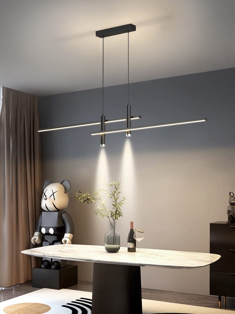 Modern Dimmable LED Pendant Light with Remote Control - Adjustable Hanging Wire Chandelier for Living Room, Dining Room & Kitchen Island - Perfect for Home Decor and Ambient Lighting