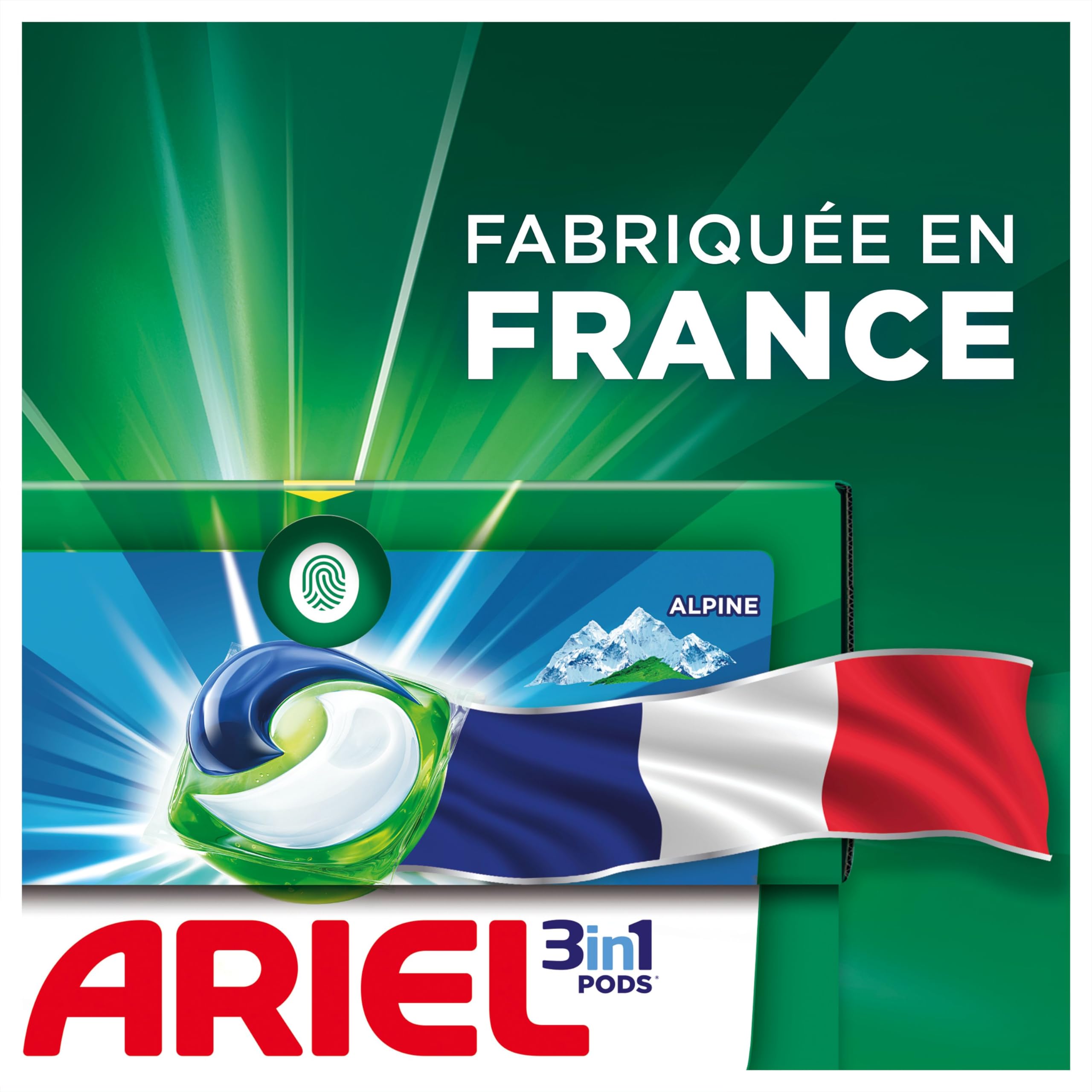 Ariel 3-in-1 Laundry Detergent Pods, 65 Count, Alpine Fresh Scent, Fast Dissolving, Works in Cold & Short Cycles - Perfect for Travel, Apartments & Quick Loads