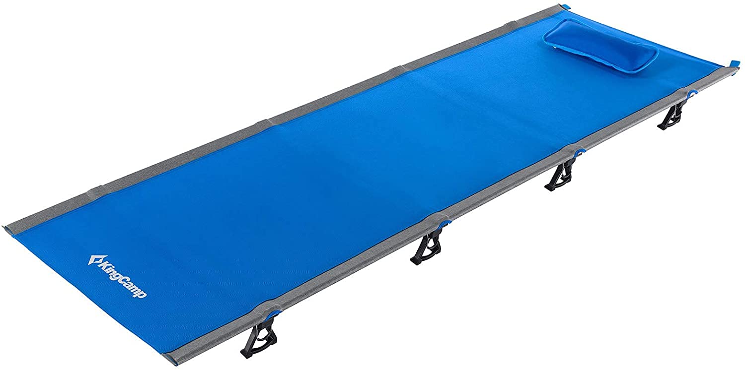 KingCamp Heavy Duty Folding Camping Cot for Adults - Portable Collapsible Sleeping Bed for Indoor & Outdoor Use - Ultralight with Pillow & Storage Bag - Supports 265 lbs - Perfect for Camping, Hiking, Emergency Preparedness & Guest Beds