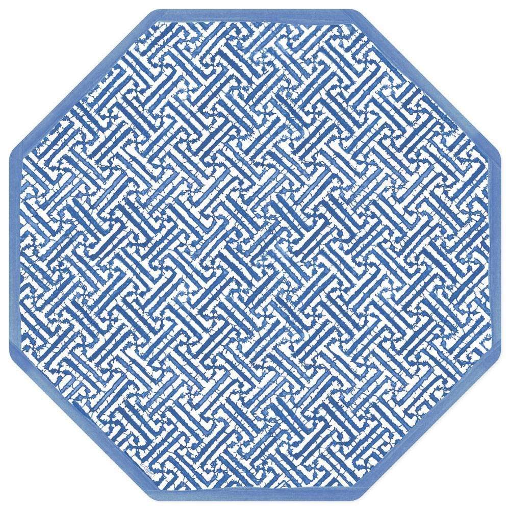 Blue Fretwork Die Cut Placemats - Set of 4 for Dining Table Decor | Elegant Dinner Party, Wedding, Holiday Table Setting