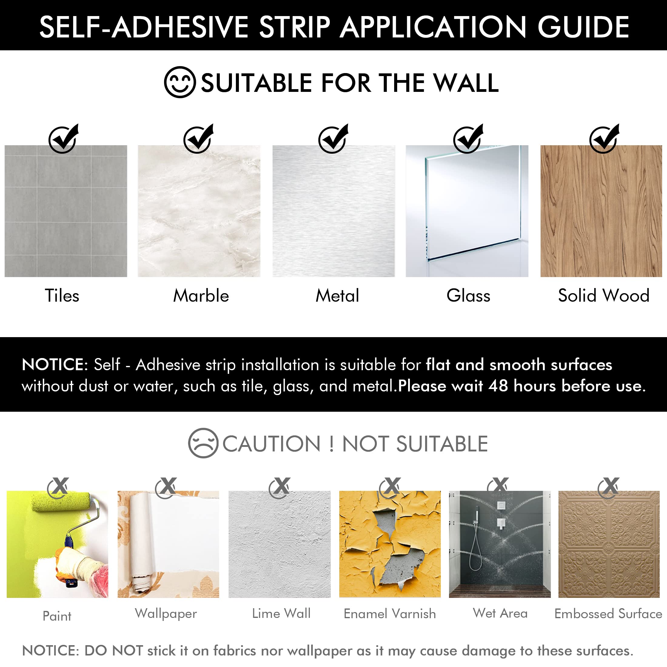 24-Inch No Drill Adhesive Bathroom Towel Bar - SUS 304 Stainless Steel Matte Black Wall Mounted Hand Towel Holder (A7000S60B-BK) - Perfect for Bathrooms, Kitchens, and Small Spaces Without Drilling