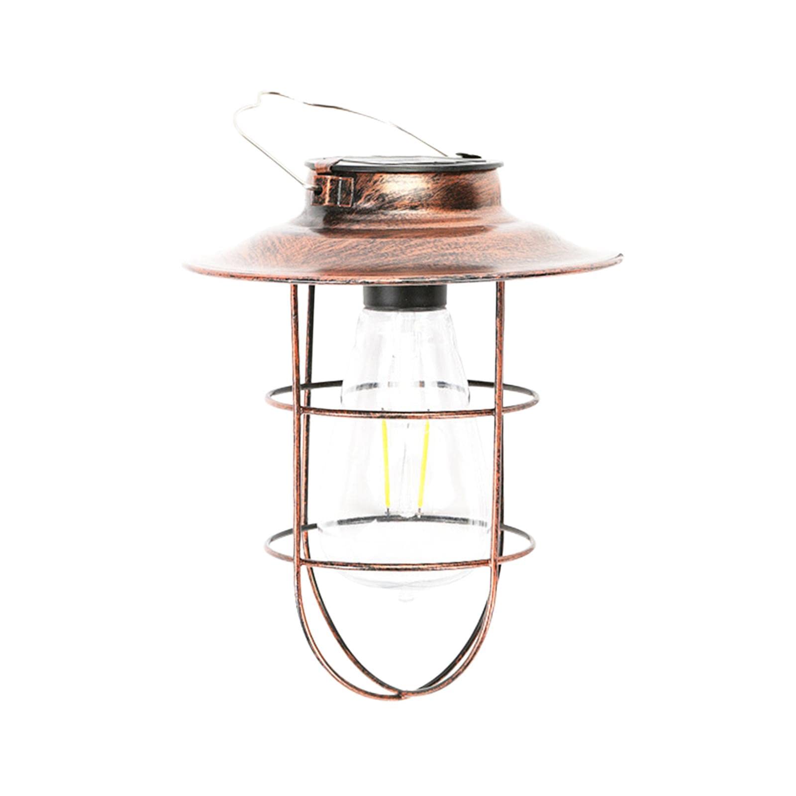 Solar Powered Outdoor Hanging Lantern - Waterproof IP44 LED Garden Lights with Retro Bronze Finish | Perfect for Porch, Yard, Fence & Patio Decor | Weather-Resistant Solar Lantern for Evening Ambience
