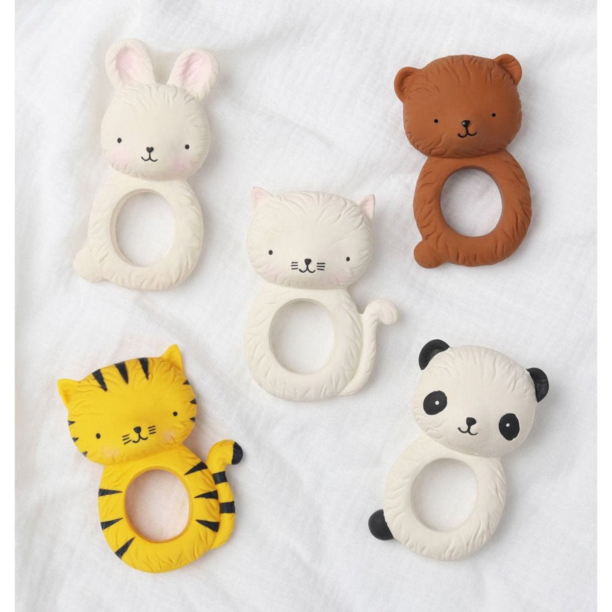 A Little Lovely Company Teether Ring - Cute Tiger Design Baby Teething Toy for Soothing Sore Gums | Perfect for Infants 6-12 Months, BPA-Free & Easy to Hold | Ideal for Home, Travel, and Daycare Use