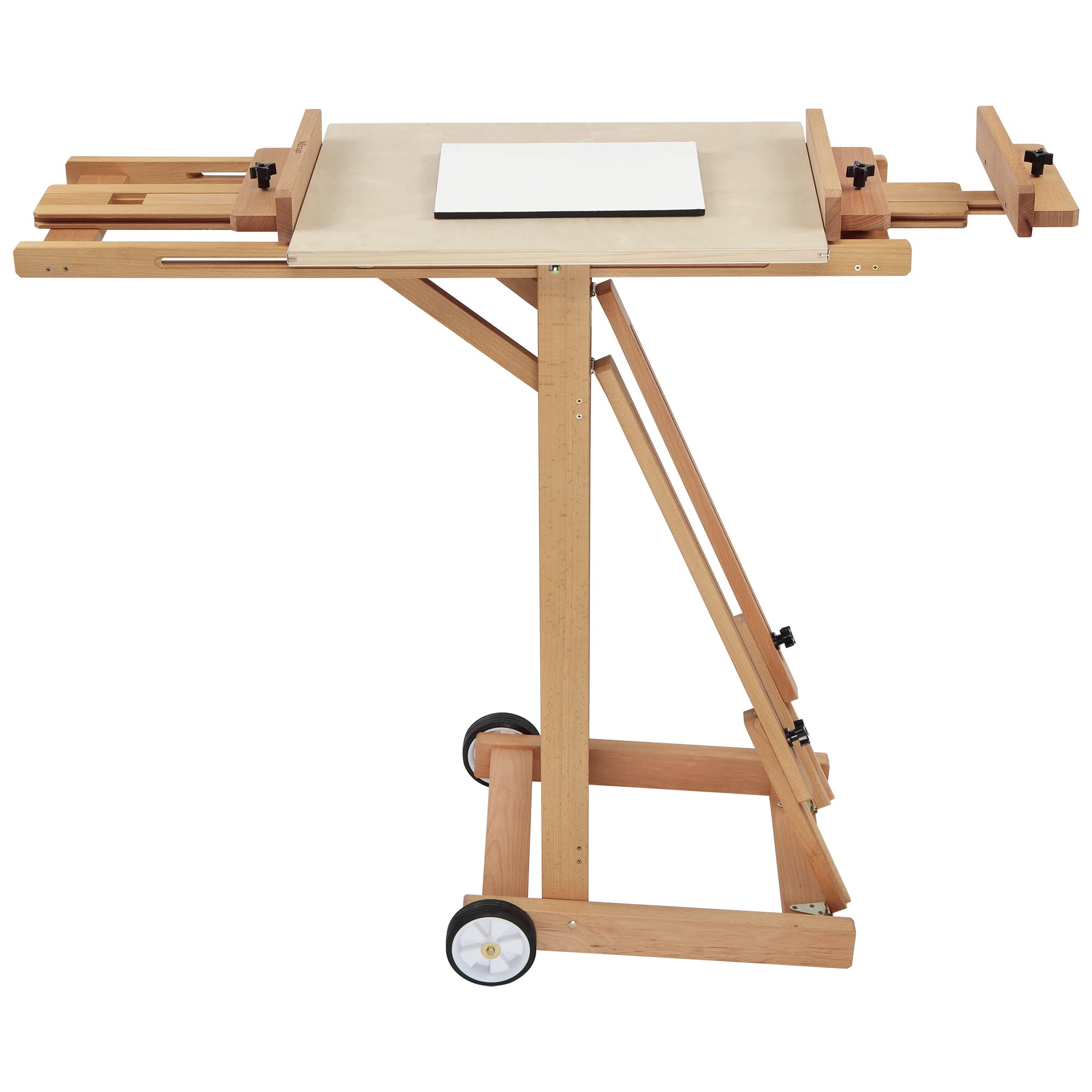 Creative Mark Mirage Studio H-Frame Artist Easel - Adjustable Lightweight Wooden Painting Easel with Wheels & Storage - Perfect for Studio, Classroom & Outdoor Art - Natural Elm Finish