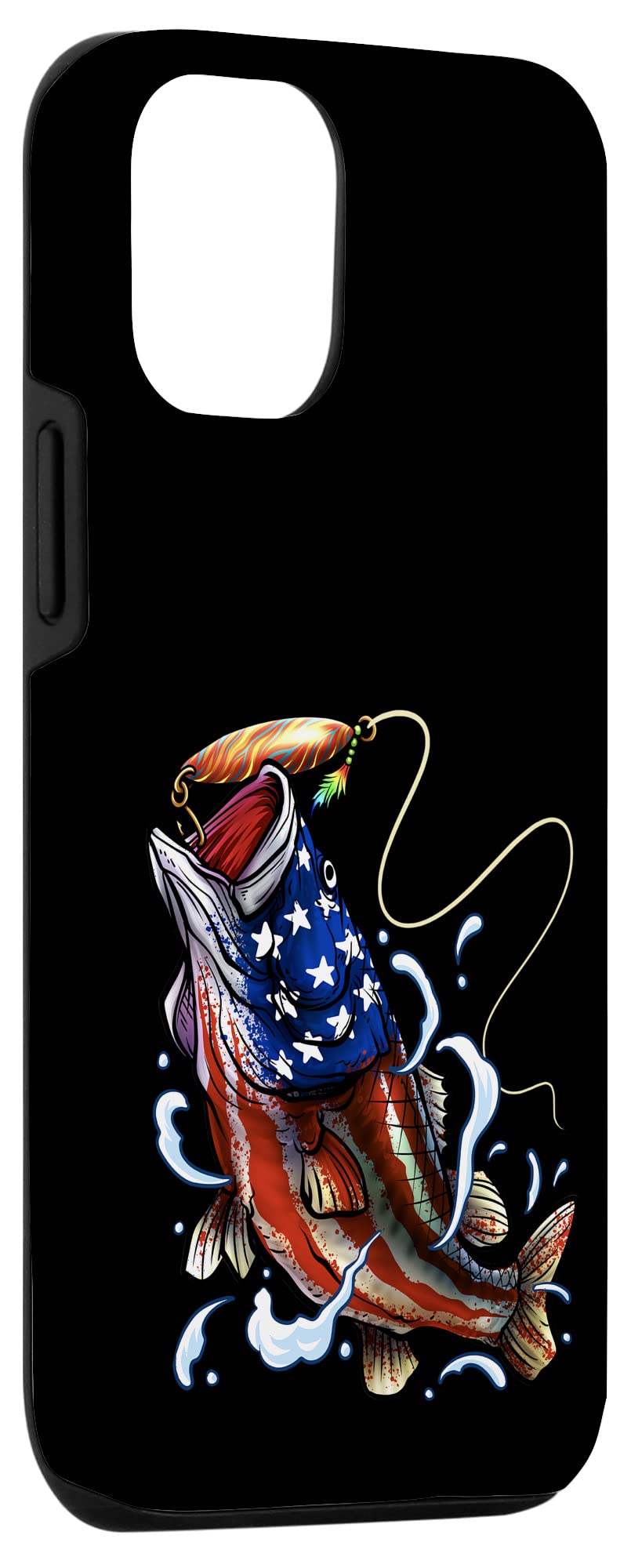 iPhone 12/12 Pro Case with Bass Fishing Design - Patriotic American Flag for Dad & Father's Day, 4th of July (Perfect for Fishing Trips & Patriotic Holidays)