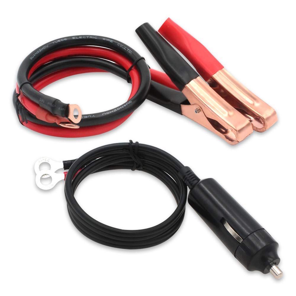 Yinleader 2-Pack 75A Heavy Duty Alligator Clamp Booster Cables with Cigarette Lighter Plug - Car Battery Charger Jumper Cables for Power Inverters, Emergency Jump Start & Vehicle Charging
