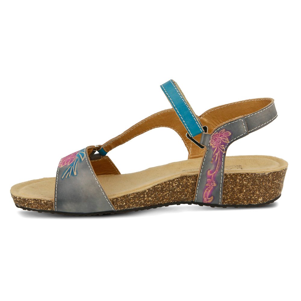 Spring Step Women's Gray Multi Leather L'Artiste by Gau 36 European US Women's Comfort Sandals - Perfect for Summer, Beach, and Casual Outings