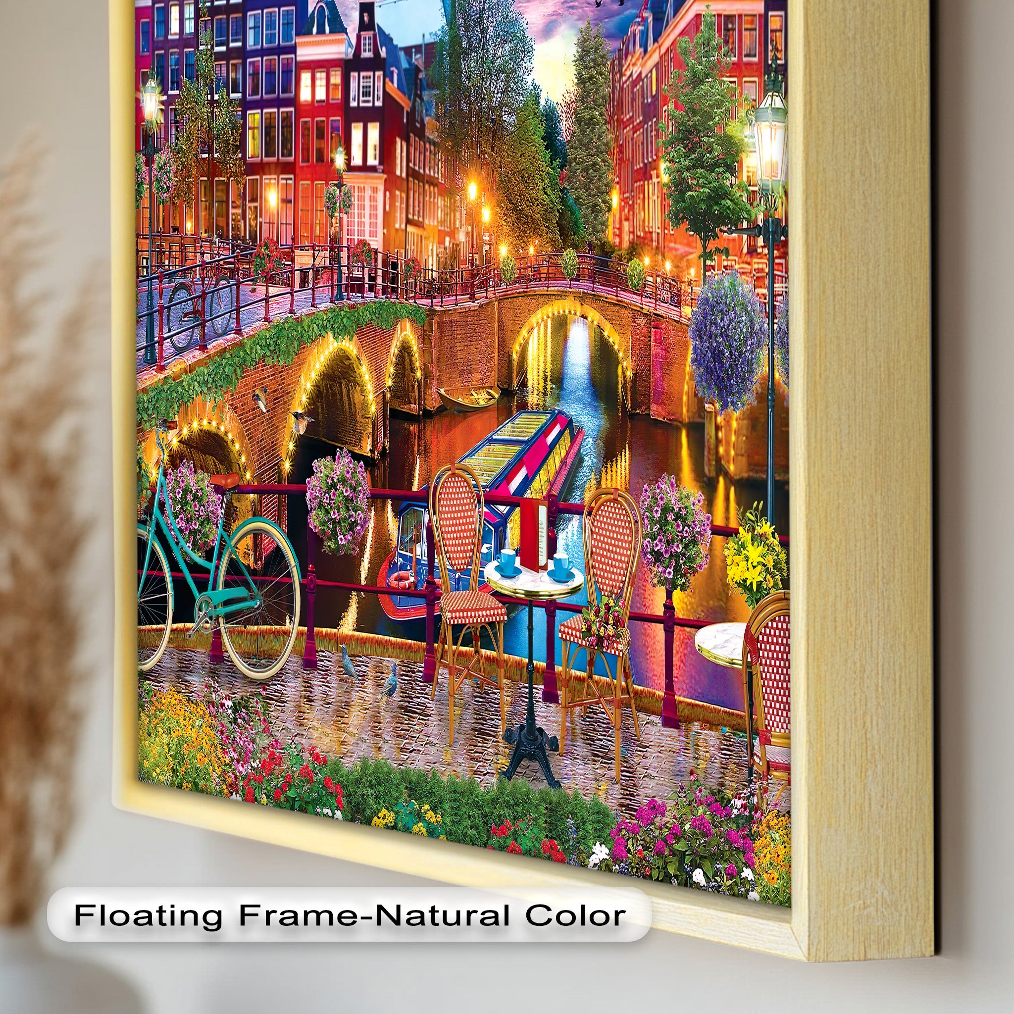 Stunning Amsterdam Sunset Oil Painting - Vibrant Cityscape Wall Art for Living Room & Office Decor