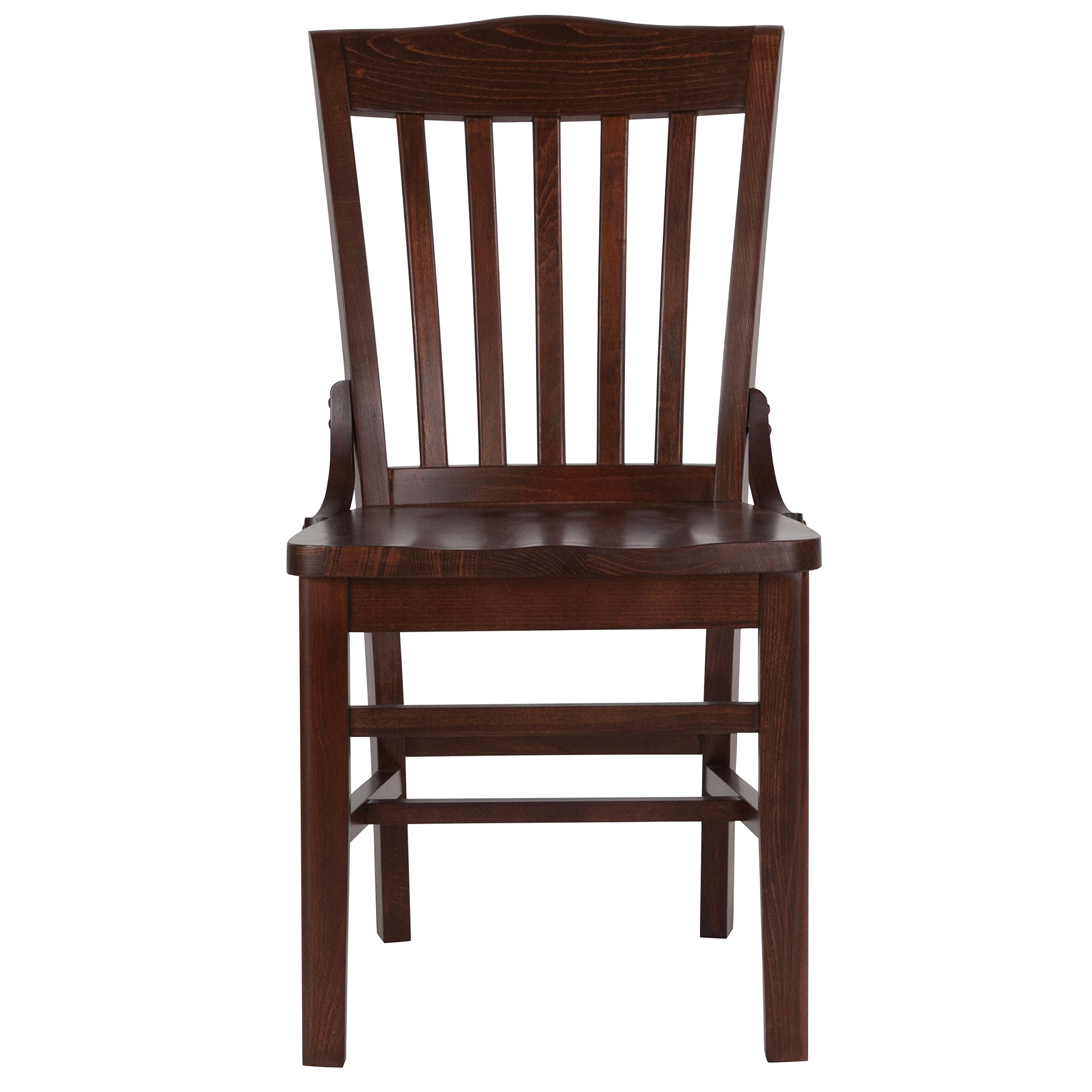 EMMA + OLIVER School House Back Walnut Wood Chair - Solid Wood Dining Chair for Kitchen, Dining Room, Office & Study - Comfortable & Durable Wooden Seat with Classic Design