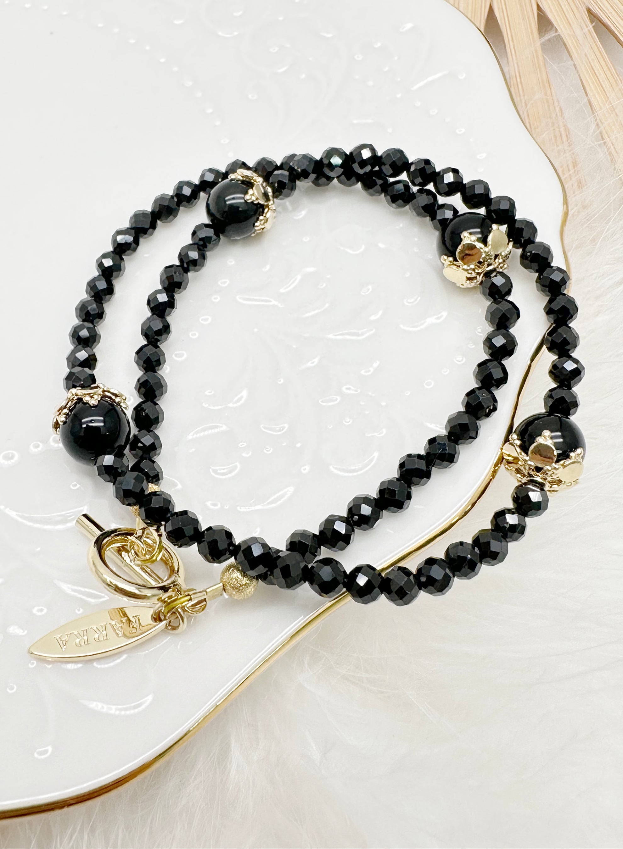 Black Obsidian Double Wrapped Bracelet for Men & Women - Protection & Healing Stone Jewelry - Perfect for Meditation, Yoga & Spiritual Gifts (KB010)