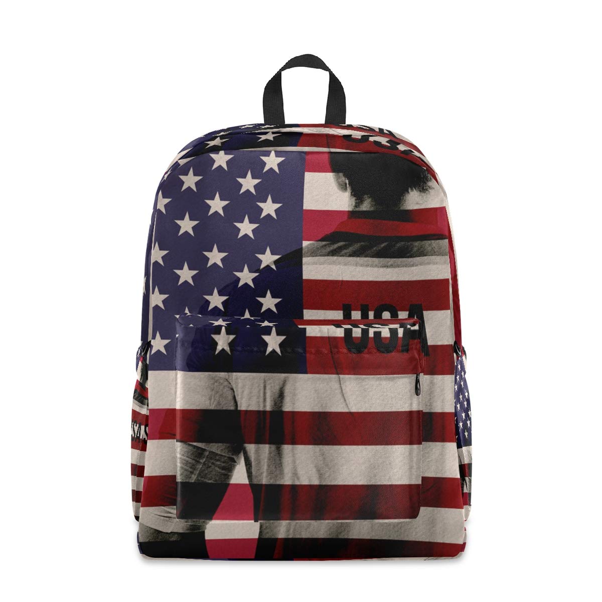 Anti-Theft Travel Backpack for Men & Women - USA Football Player Design with National Flag - Durable College Bookbag for School, Work & Outdoor Adventures
