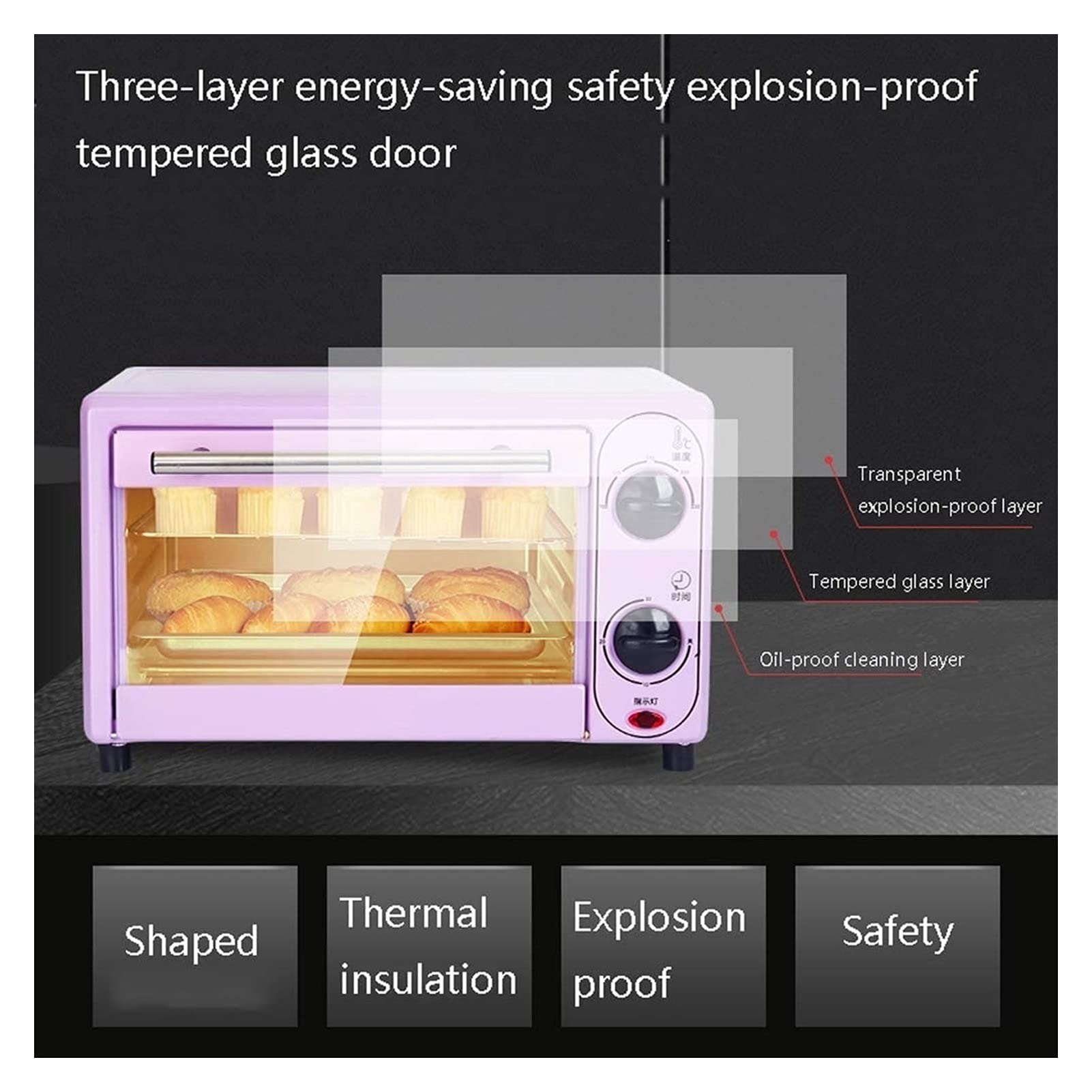 HHWKSJ Extra Large Stainless Steel Countertop Rotisserie Convection Toaster Oven - Perfect for Baking, Roasting & Toasting | Ideal for Kitchens, Small Spaces & Quick Meals