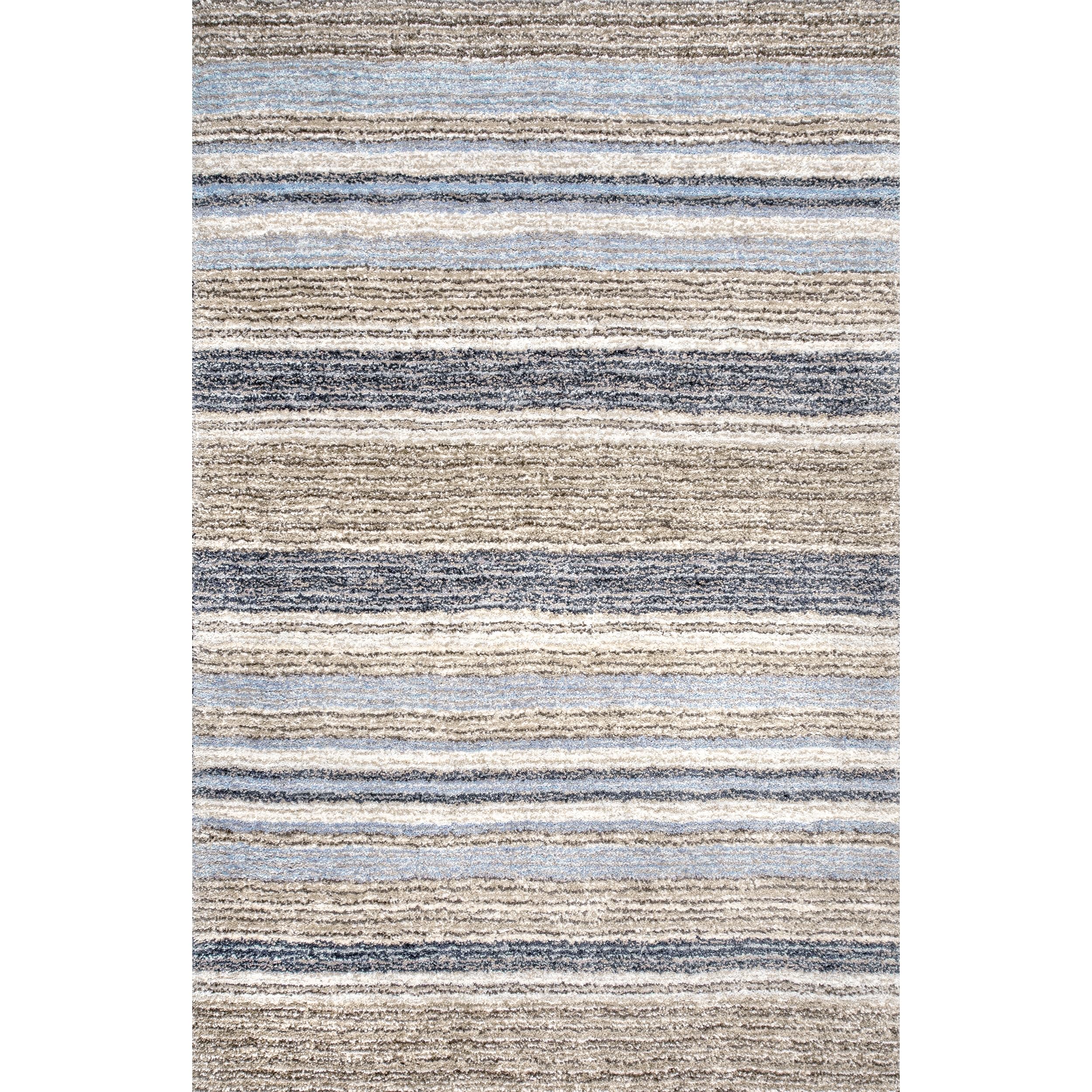 nuLOOM Drey Striped Shag Area Rug 5x8 Feet - Soft Plush Casual Denim & Ivory Shaggy Rug for Living Room, Bedroom, Dining Room, Nursery - Perfect for Cozy Home Decor & Kids Play Area