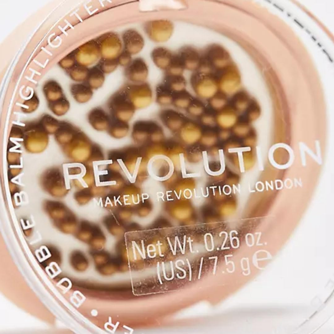 Makeup Revolution Bubble Balm Highlighter Bronze - Light-Reflecting Pearls for Multi-Toned Radiant Glow | Buildable Formula, Travel-Friendly | 4.5g | Perfect for Everyday Makeup & On-The-Go Touch Ups