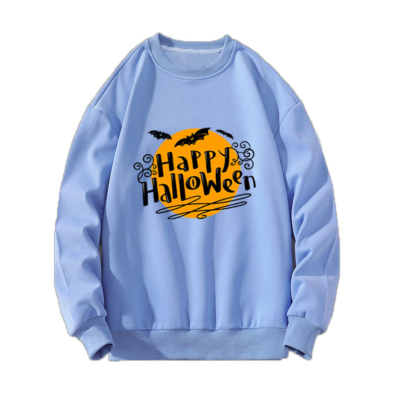 Halloween Pattern Print Crew Neck Sweatshirt - Cute Long Sleeve Casual Pullover for Women - Perfect for Costume Parties, Outdoor Activities & Fall Fashion